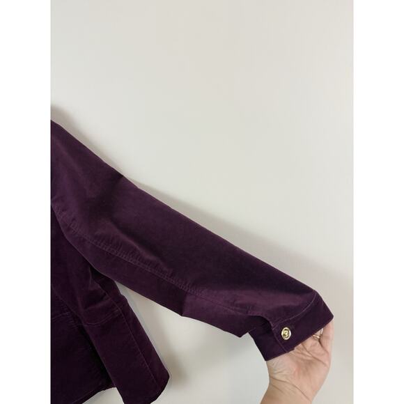 EUC Chicos Purple Velvet Jacket Blazer Gold Buttons Size 2 Large 12 - Picture 6 of 15